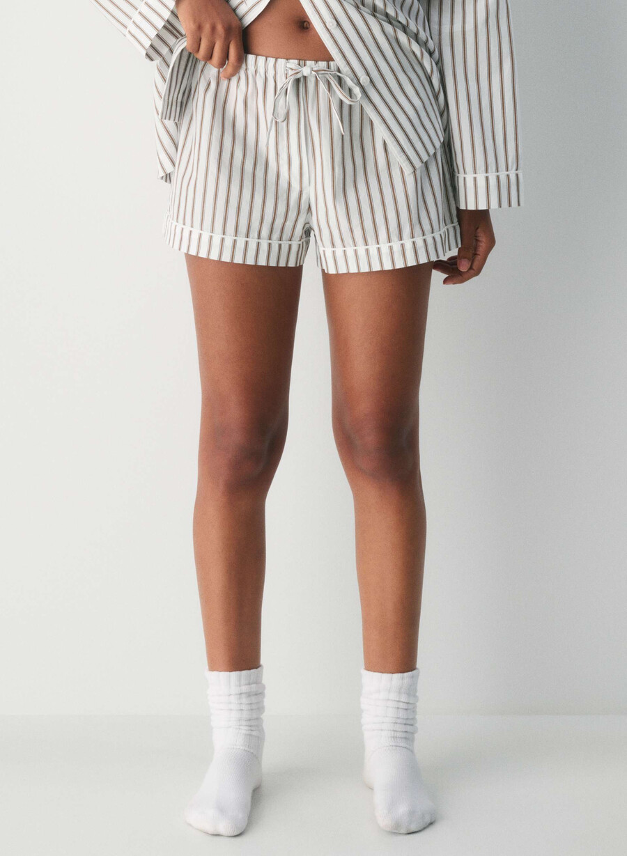 pantaloni scurți de pijama din poplin laze joel stripe b wtch