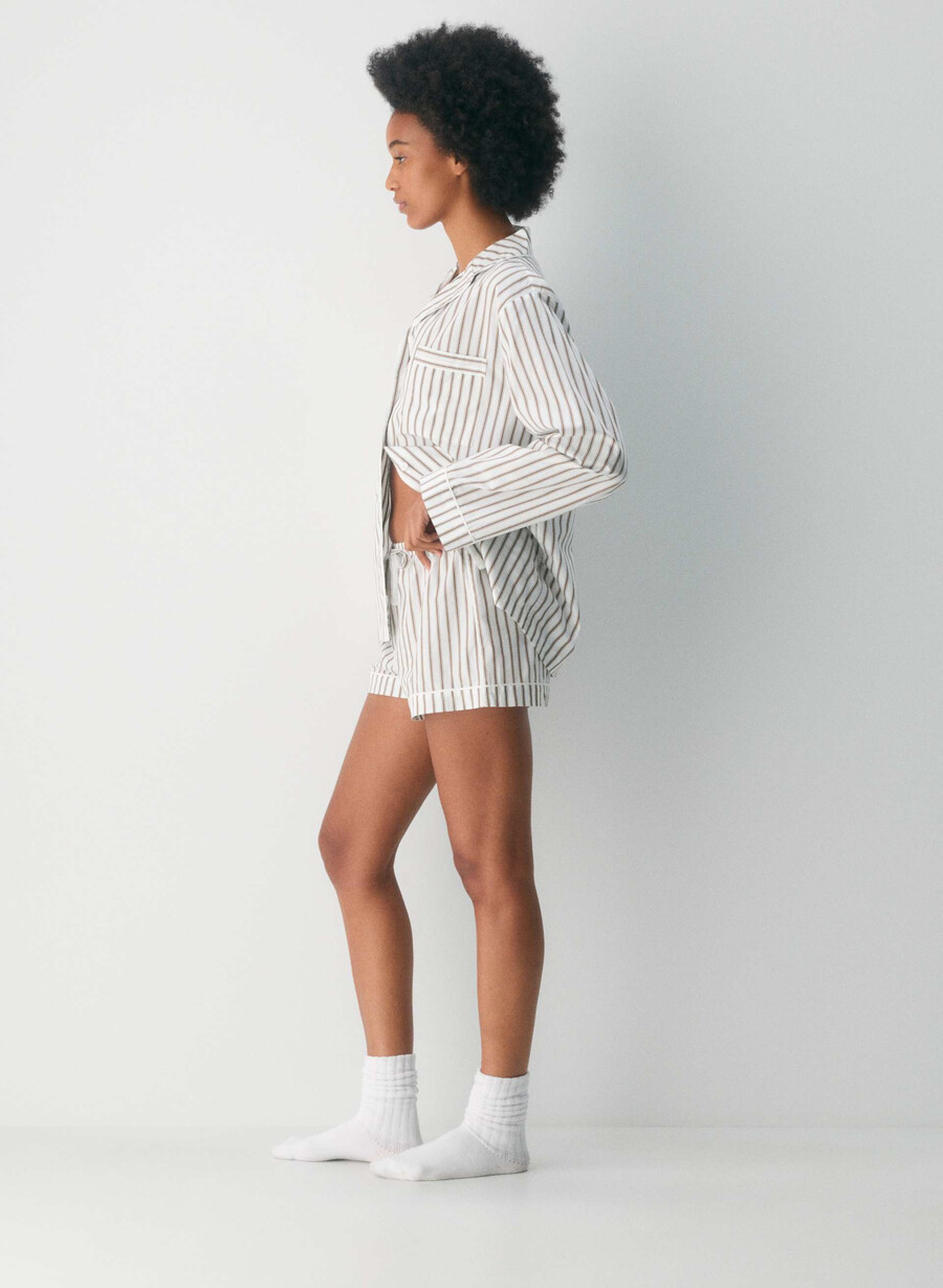 pantaloni scurți de pijama din poplin laze joel stripe b wtch