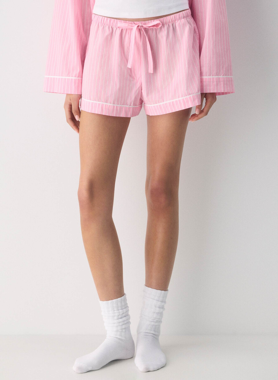 pantaloni scurți de pijama laze poplin mtchl strp jb pkb wh