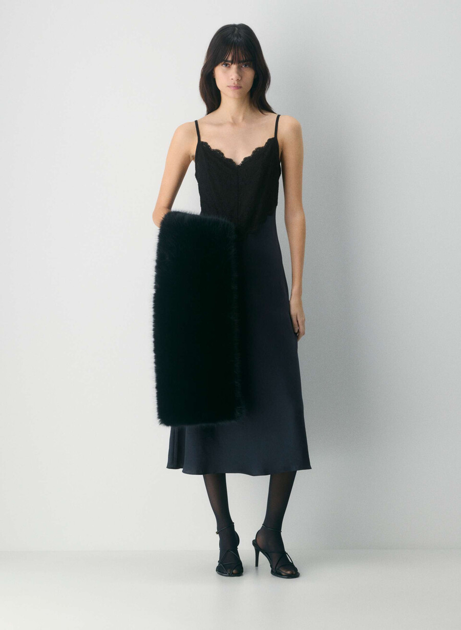 rochie memorize din satin dark navy