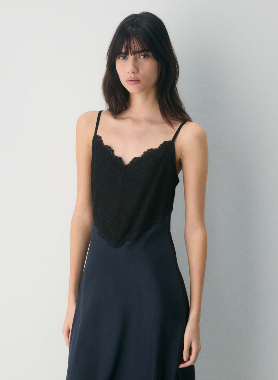 rochie memorize din satin dark navy