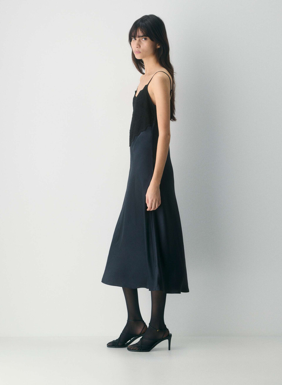 rochie memorize din satin dark navy