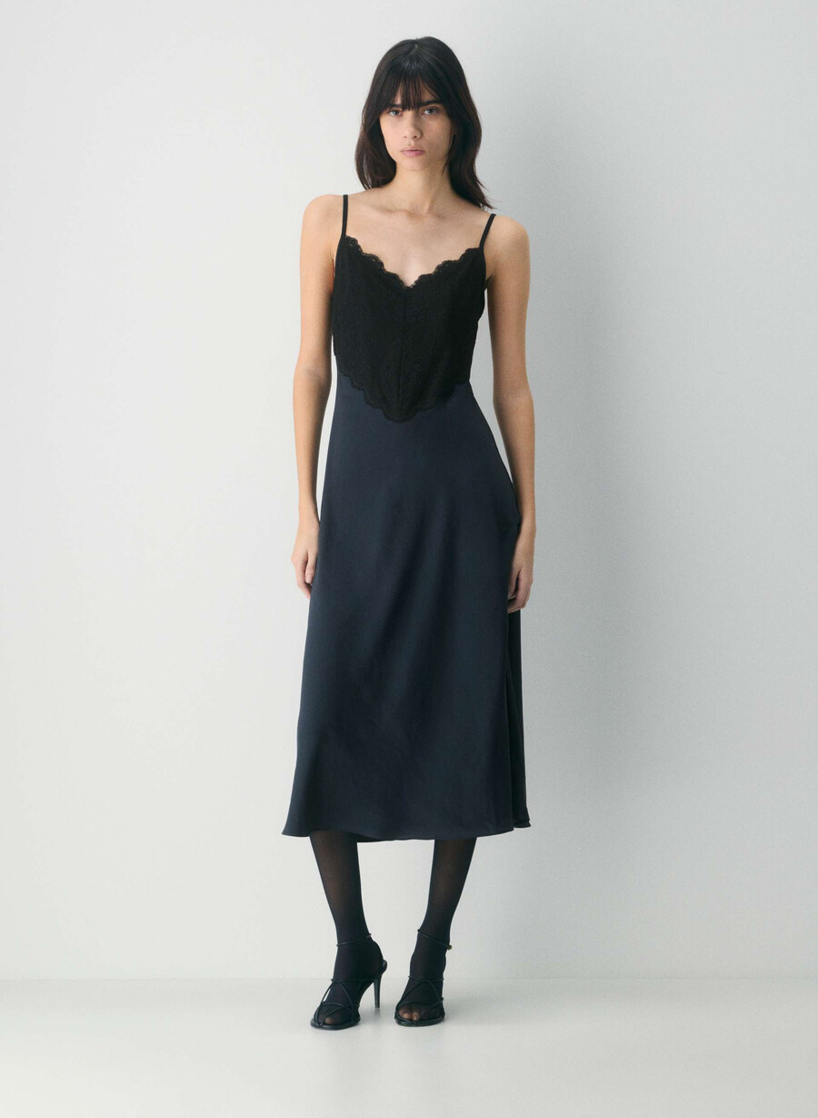 rochie memorize din satin dark navy