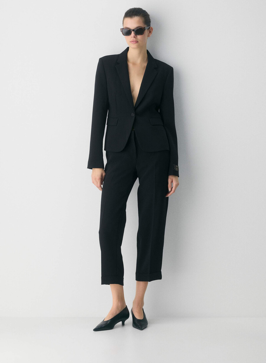 pantalon spire - crepette negru