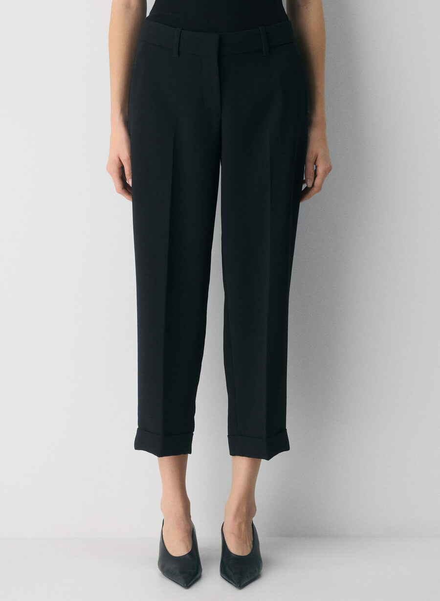 pantalon spire - crepette negru