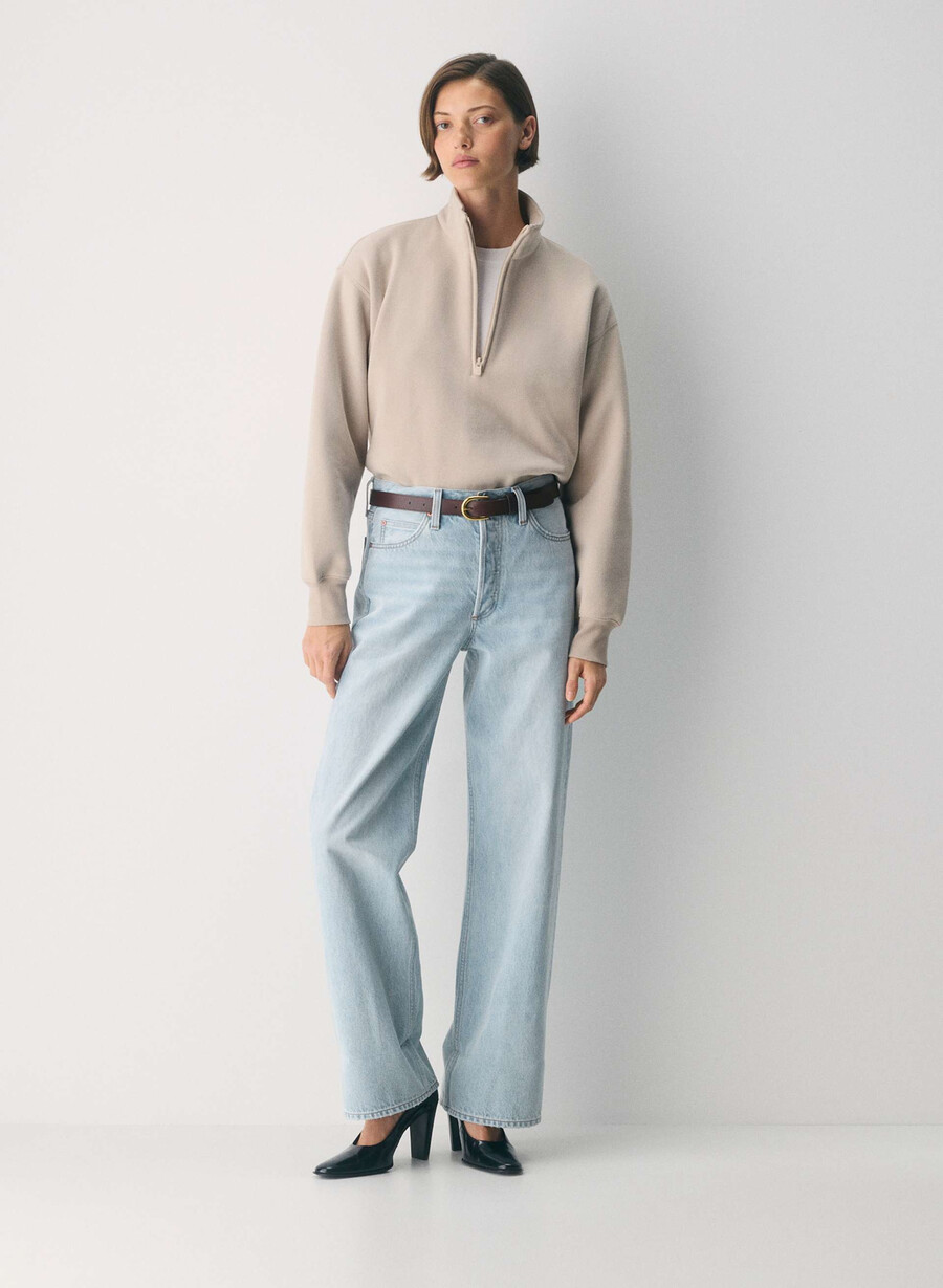 denim forum blugi vintage cu talie joasă și manșete anii 90 15 ani culoare albastru-aprins