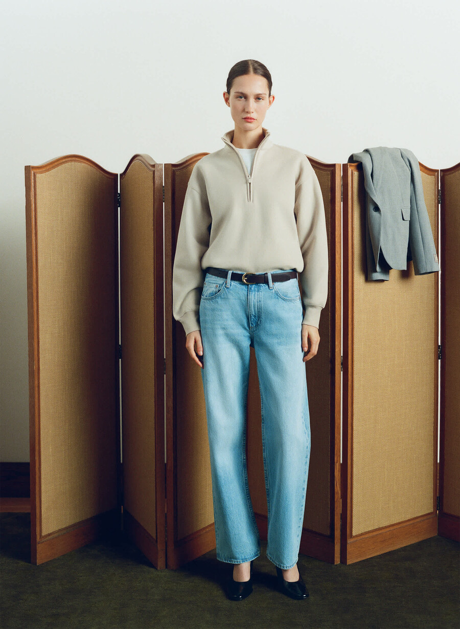 denim forum blugi vintage cu talie joasă și manșete anii 90 15 ani culoare albastru-aprins