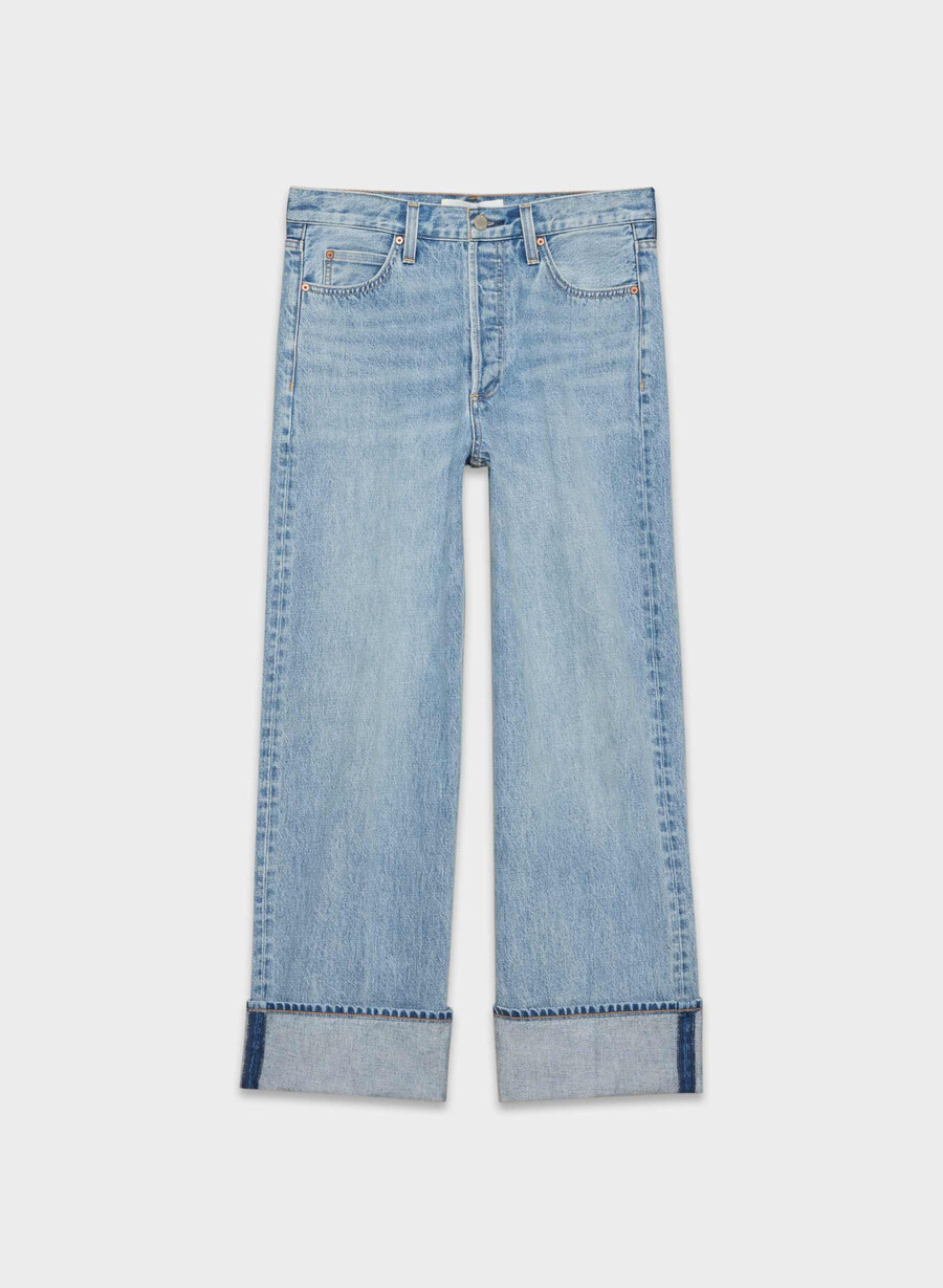 denim forum blugi vintage cu talie joasă și manșete din anii 90 bleu taboo 7 ani