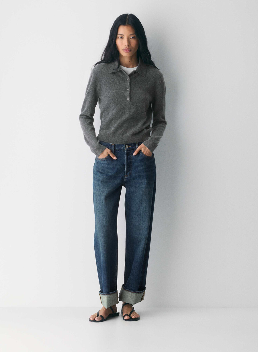 denim forum blugi vintage cu talie joasă și manșete din anii 90 be about albastru Închis