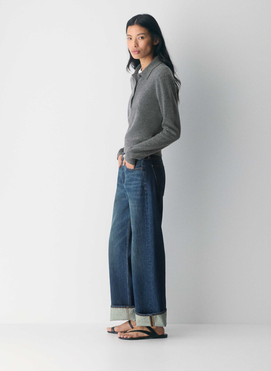 denim forum blugi vintage cu talie joasă și manșete din anii 90 be about albastru Închis