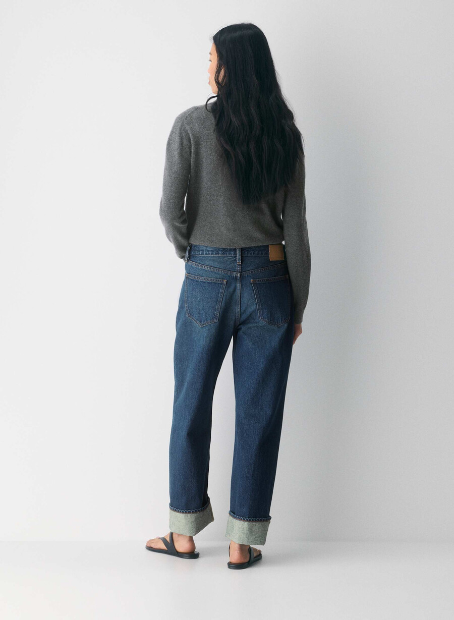 denim forum blugi vintage cu talie joasă și manșete din anii 90 be about albastru Închis