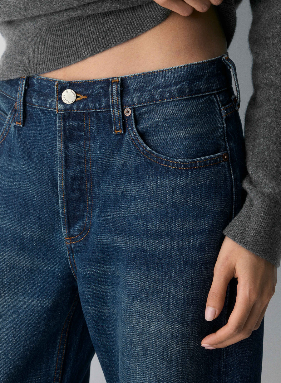 denim forum blugi vintage cu talie joasă și manșete din anii 90 be about albastru Închis