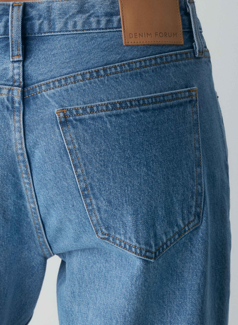denim forum blugi vintage cu talie joasă și manșete anii 90 vintage bleu bottle