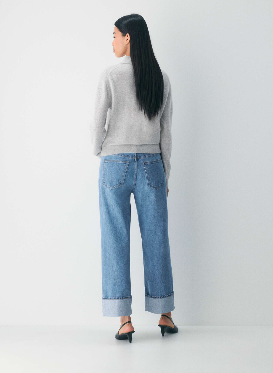 denim forum blugi vintage cu talie joasă și manșete anii 90 vintage bleu bottle