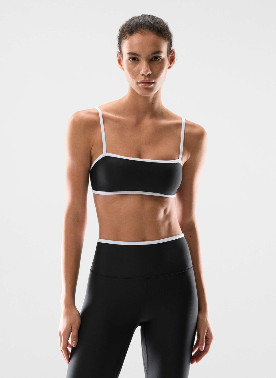 sutien sport glotone showup negru alb aprins