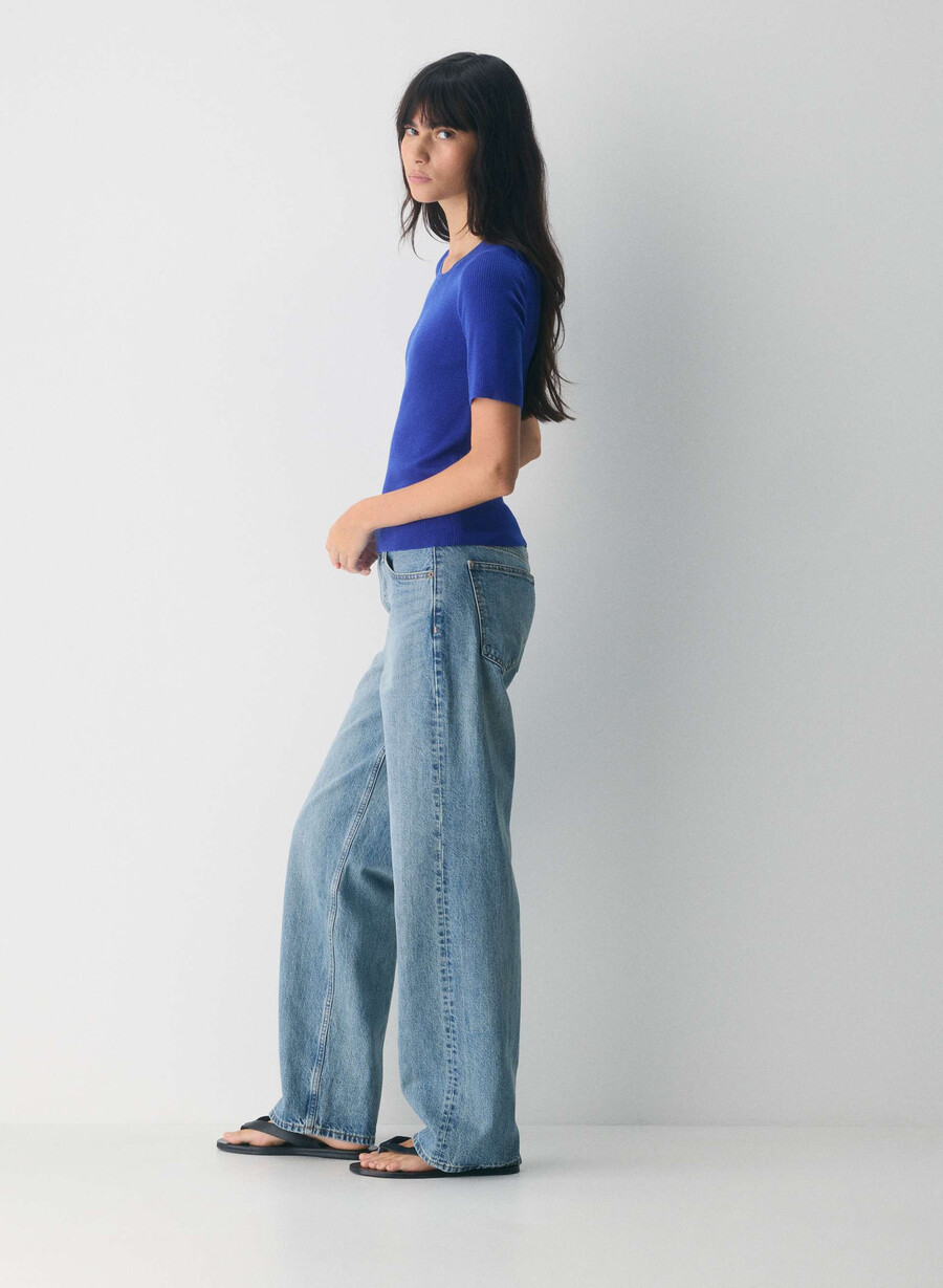 pulover din lână merinos fină foundry ablaze blue