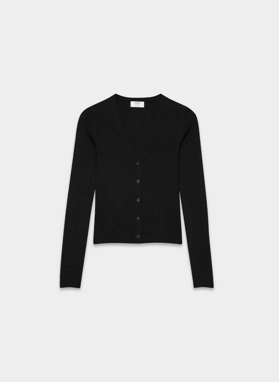 cardigan fieldstone din lână merinos fină negru