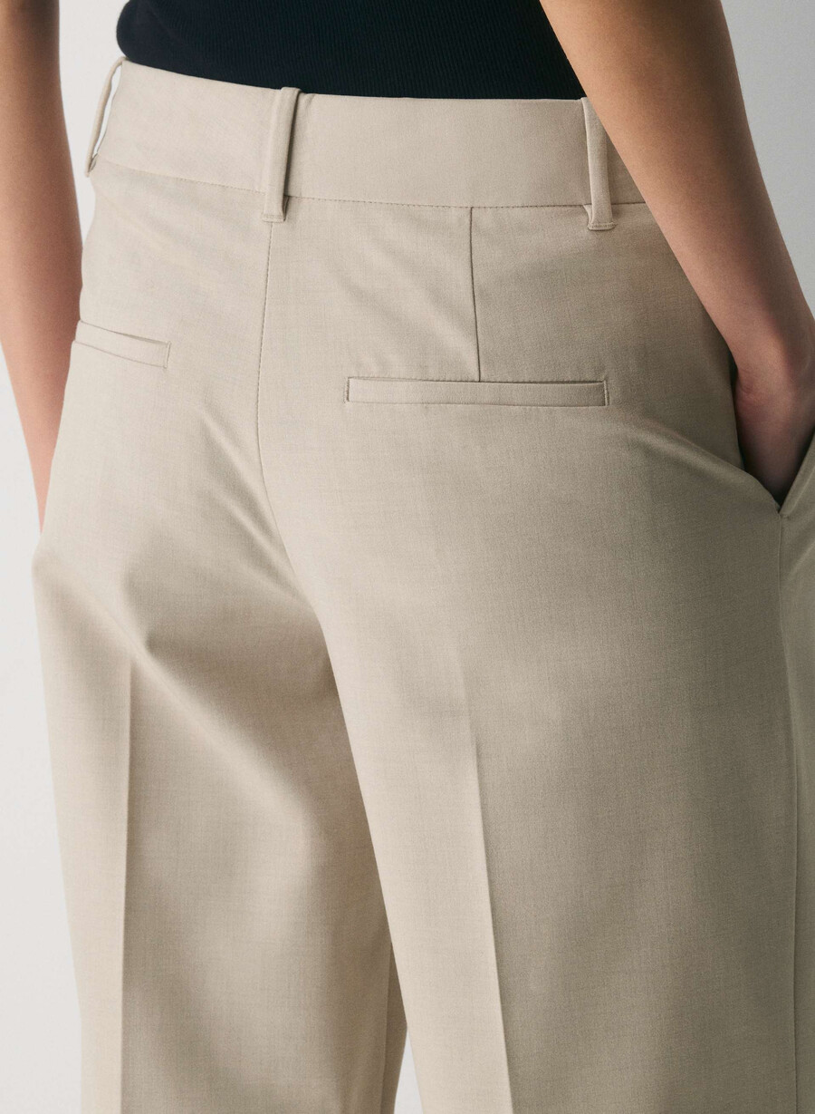 pantalonii the effortless pant cu talie mică - ressential light heather matte pearl