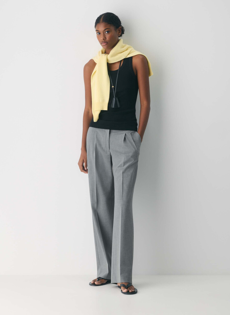 pantalonii the effortless pant cu talie mică - ressential gri închis deschis heather