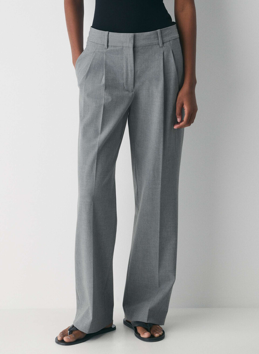 pantalonii the effortless pant cu talie mică - ressential gri închis deschis heather