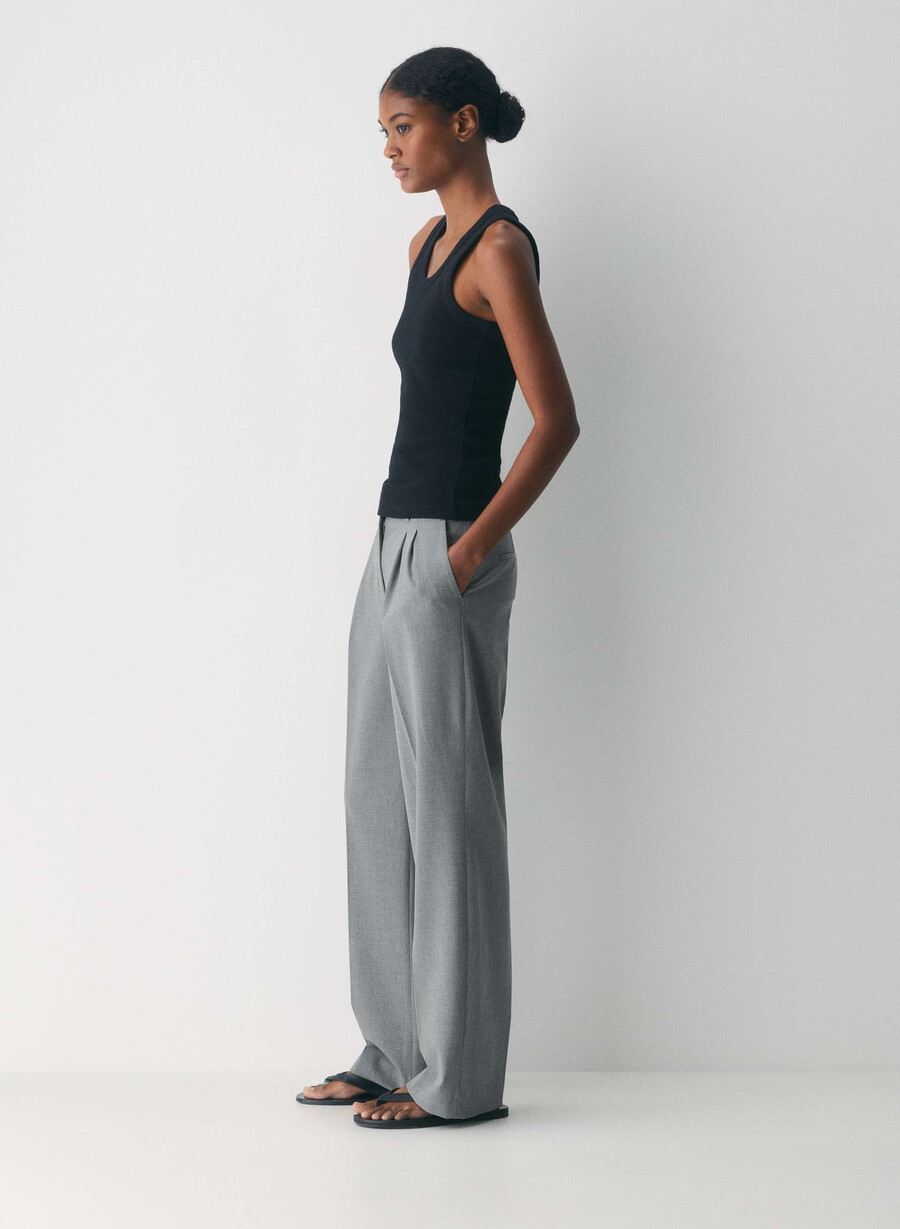 pantalonii the effortless pant cu talie mică - ressential gri închis deschis heather