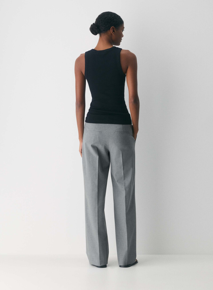 pantalonii the effortless pant cu talie mică - ressential gri închis deschis heather