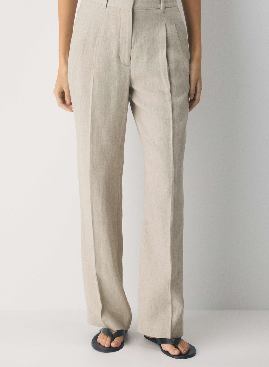 pantalonii the effortless pants - in nevopsit ecru Închis