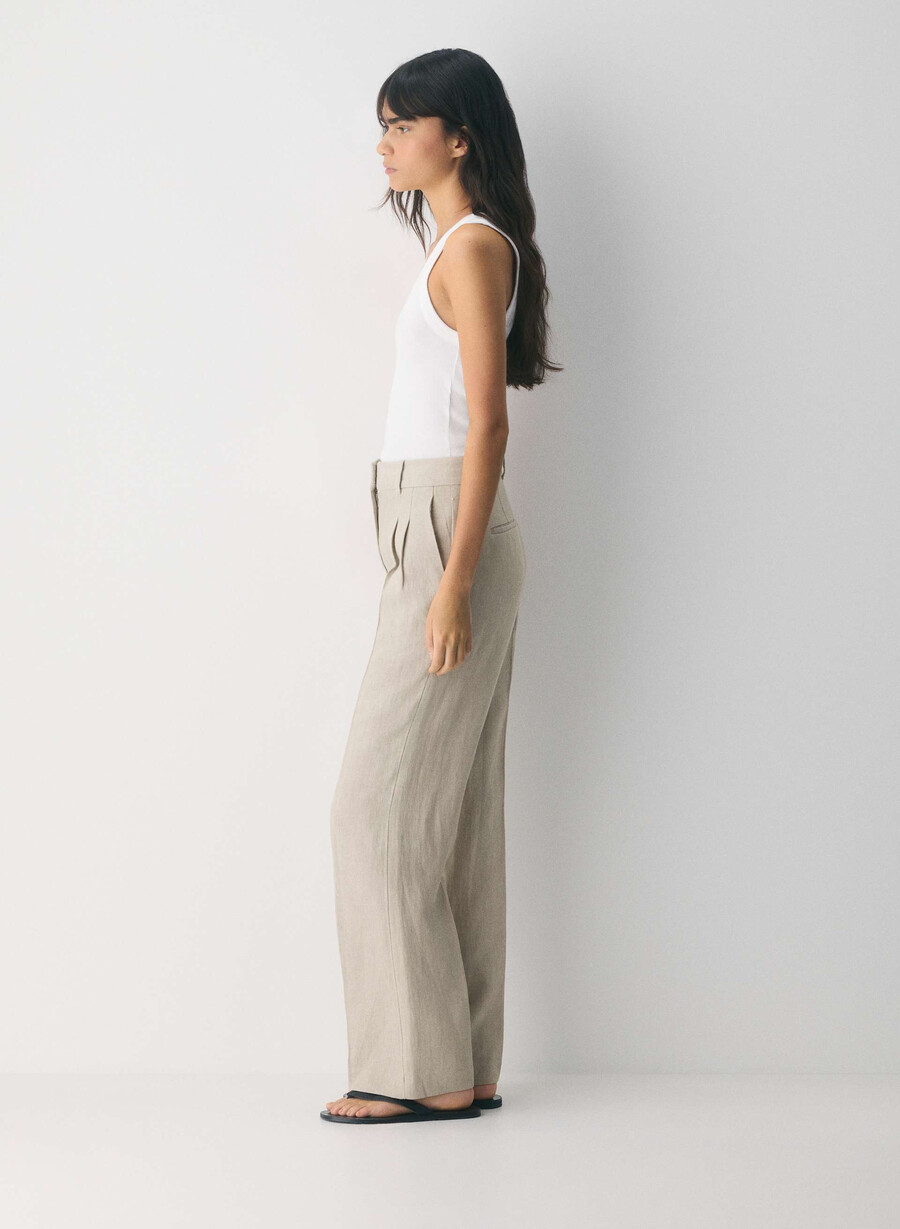 pantalonii the effortless pants - in nevopsit ecru Închis