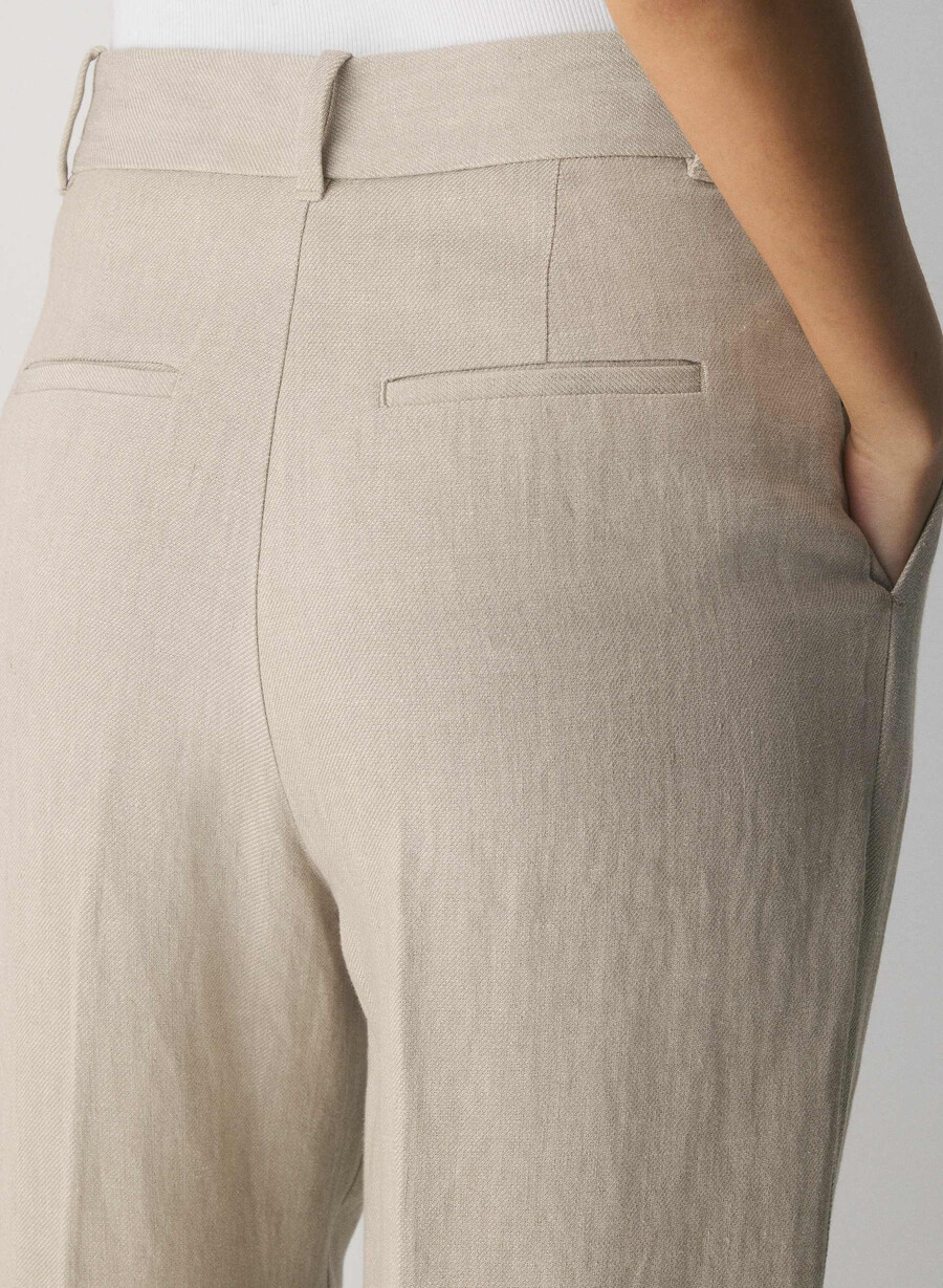 pantalonii the effortless pants - in nevopsit ecru Închis