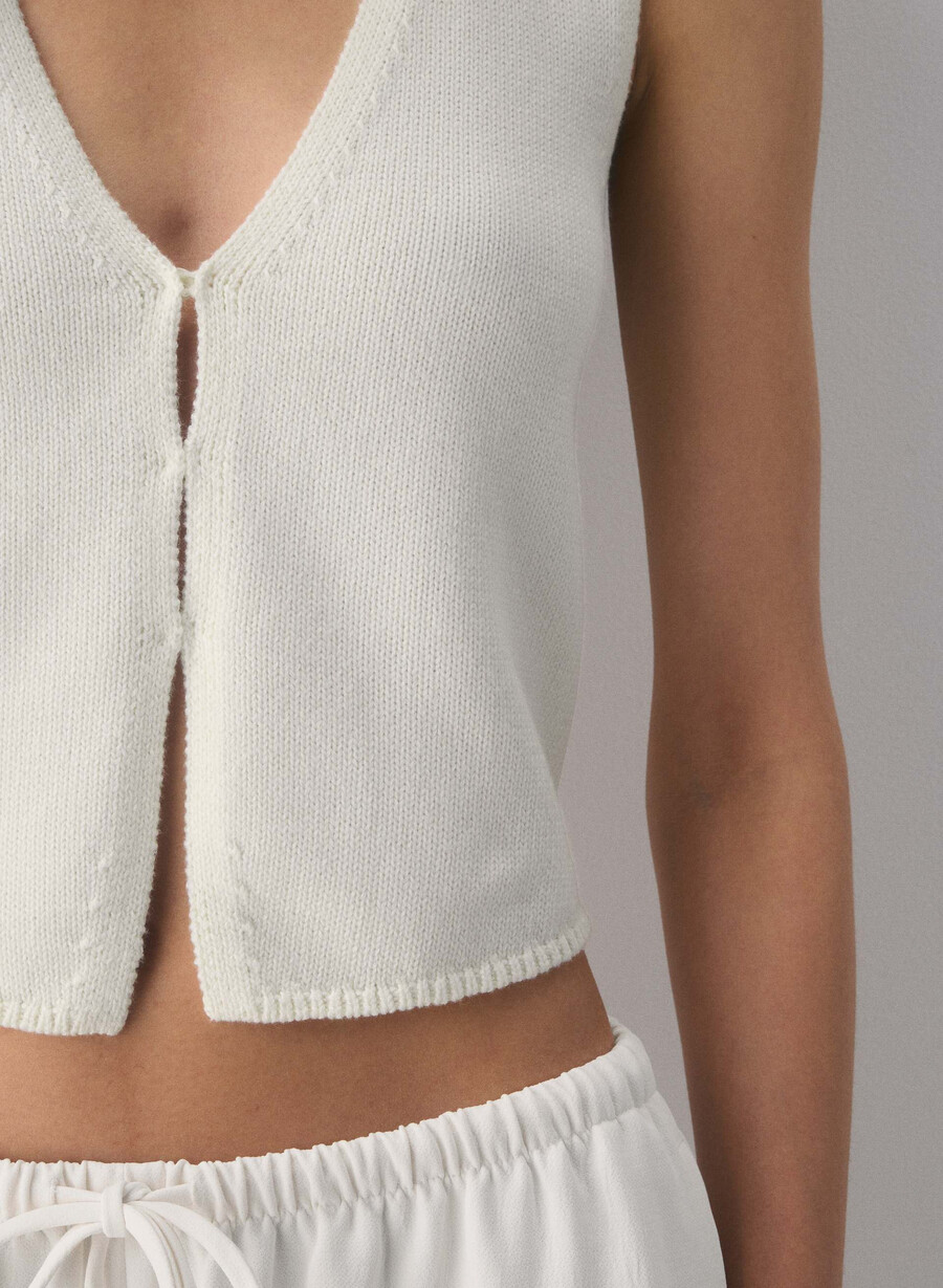 vestă tip pulover bască cotton charm culoare mesteacăn deschis