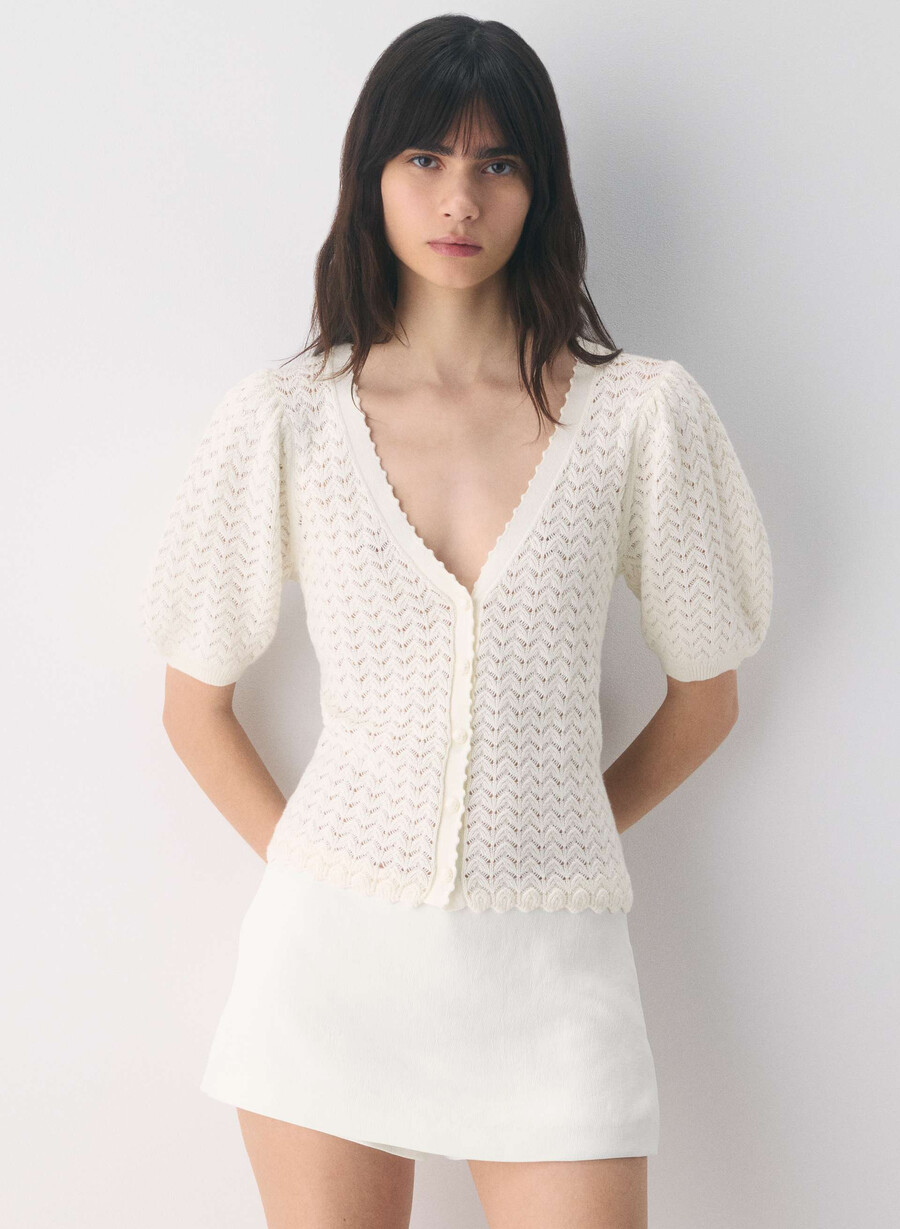 cardigan cotton charm fika culoare mesteacăn deschis