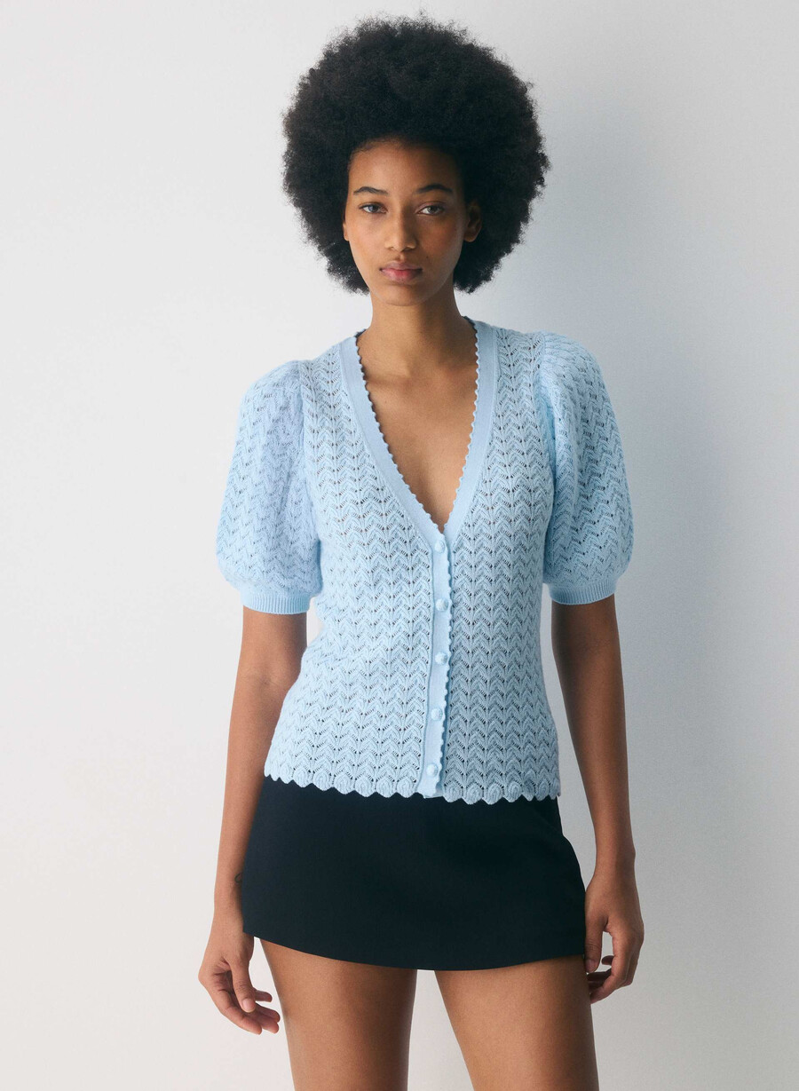 cardigan cotton charm fika villa blue
