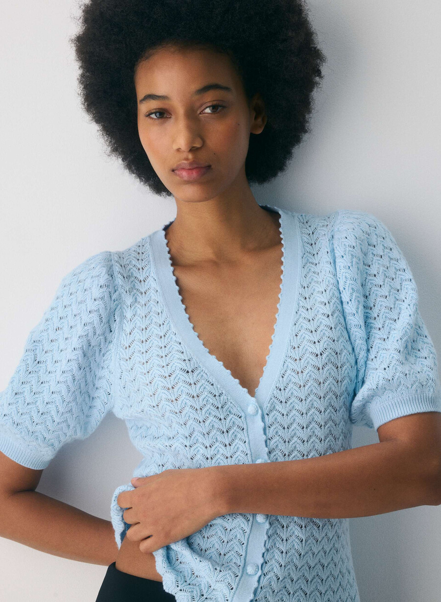 cardigan cotton charm fika villa blue
