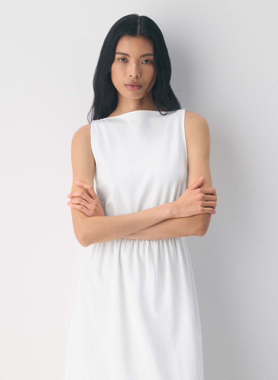 rochie interlock din bumbac libretto albĂ