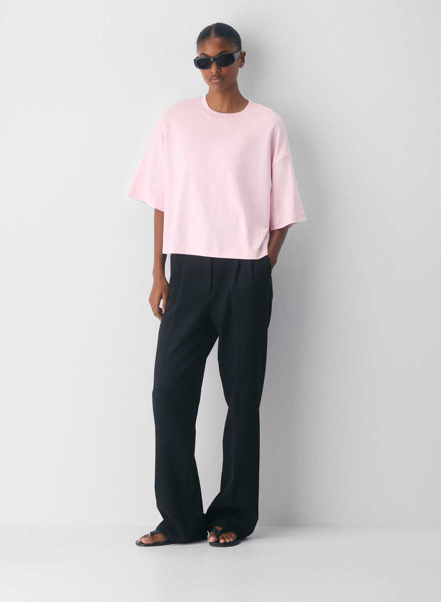 tricou interlock din bumbac villa pink