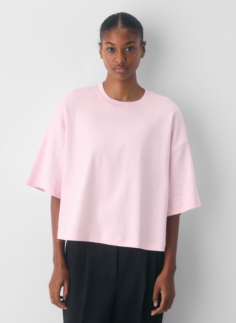 tricou interlock din bumbac villa pink