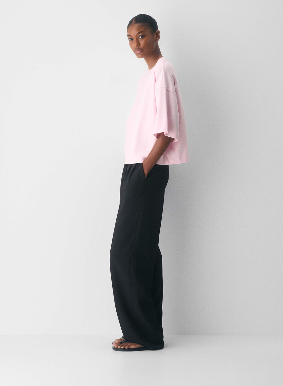 tricou interlock din bumbac villa pink