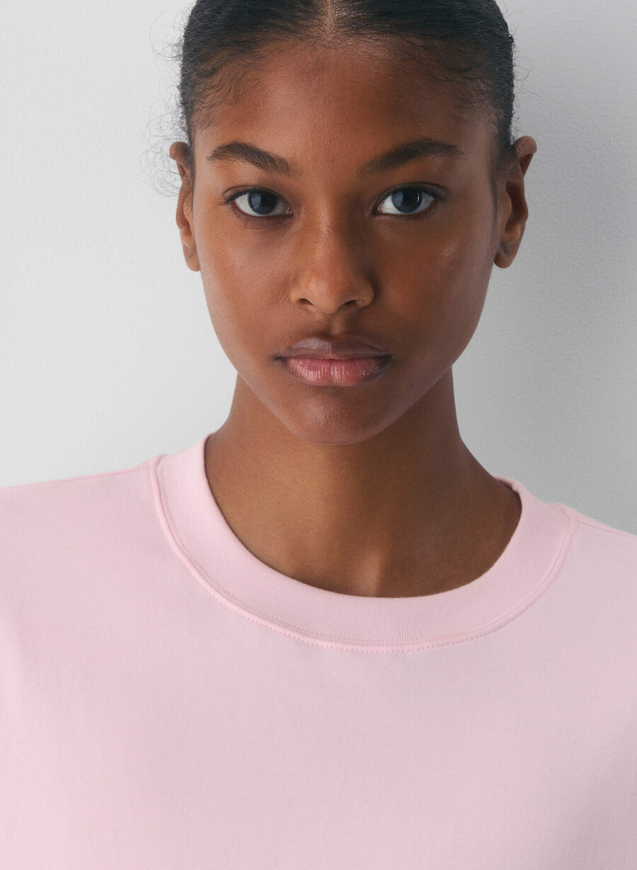 tricou interlock din bumbac villa pink
