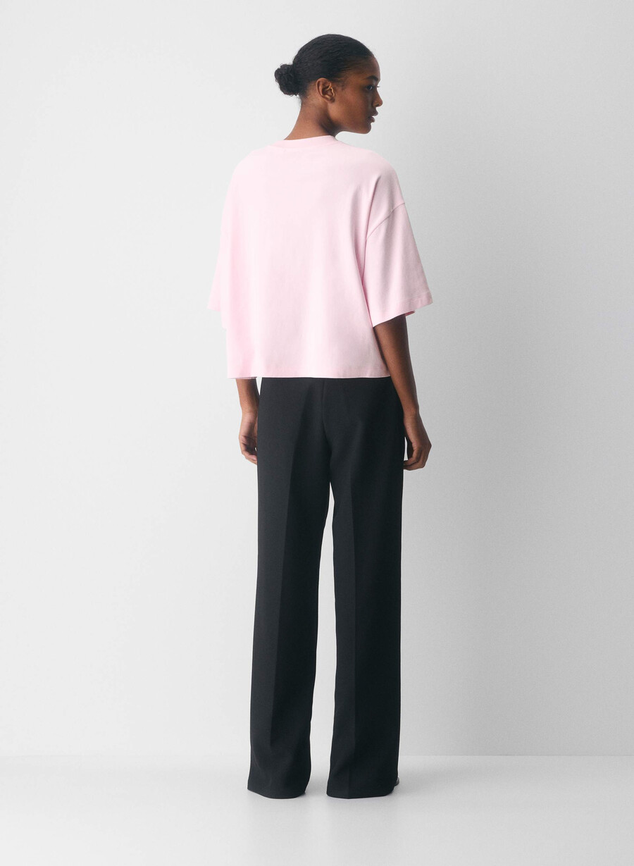 tricou interlock din bumbac villa pink