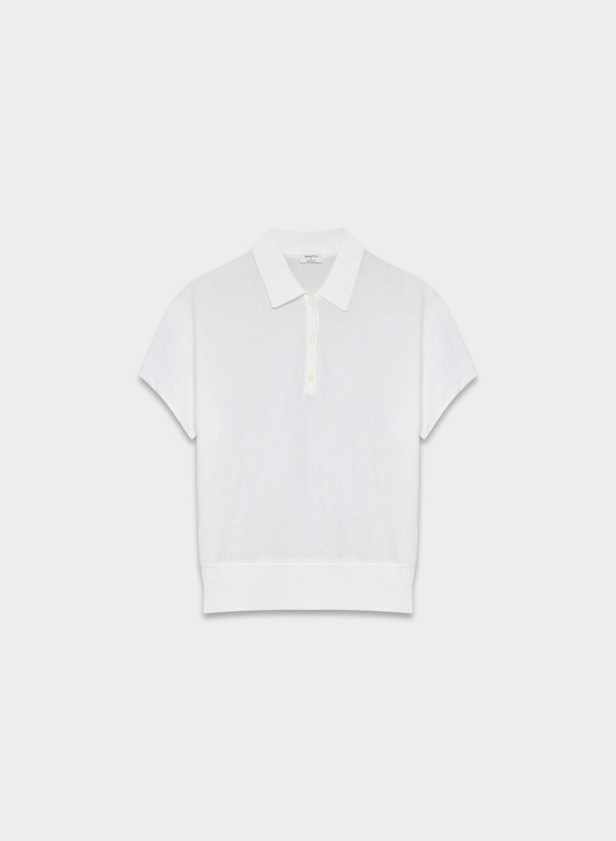 pulover steno polo alb-inunuri