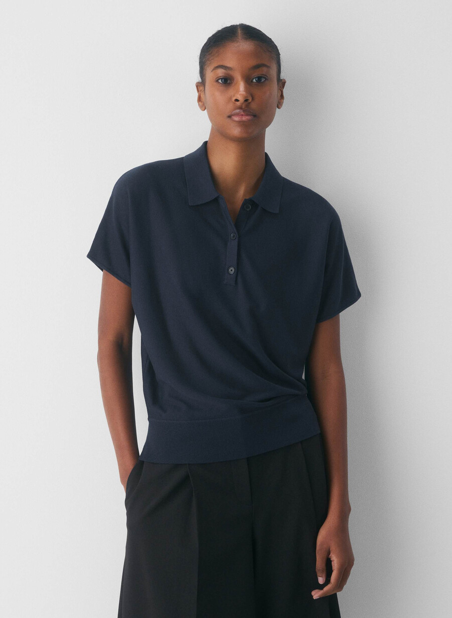 pulover steno polo alb-inunuri