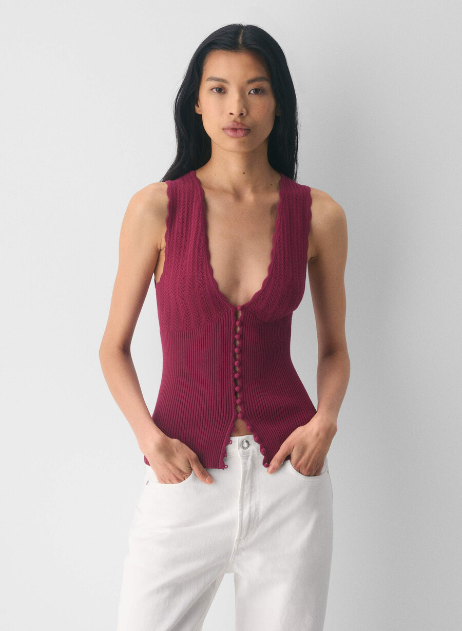 vestă plot pulover - wonder yarn juicy rose