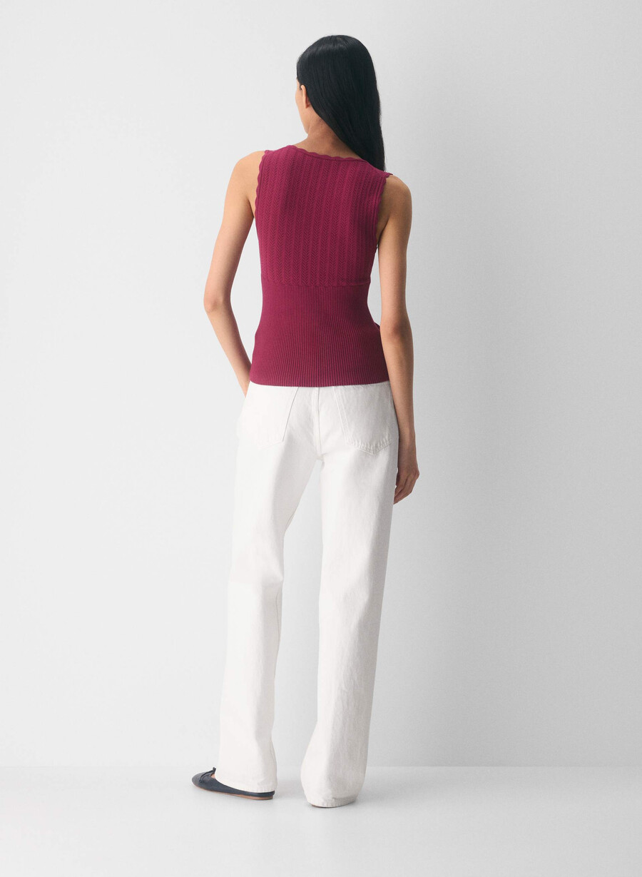 vestă plot pulover - wonder yarn juicy rose
