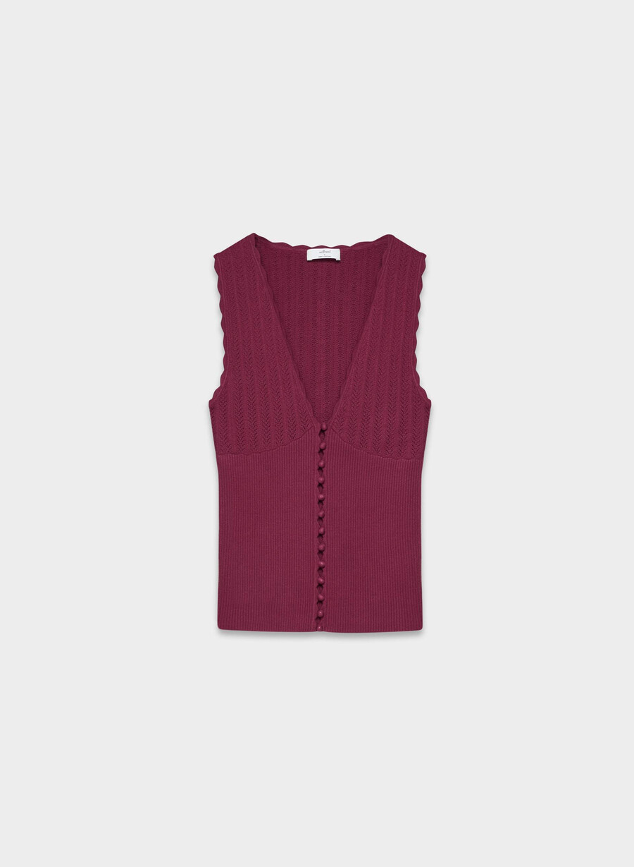 vestă plot pulover - wonder yarn juicy rose