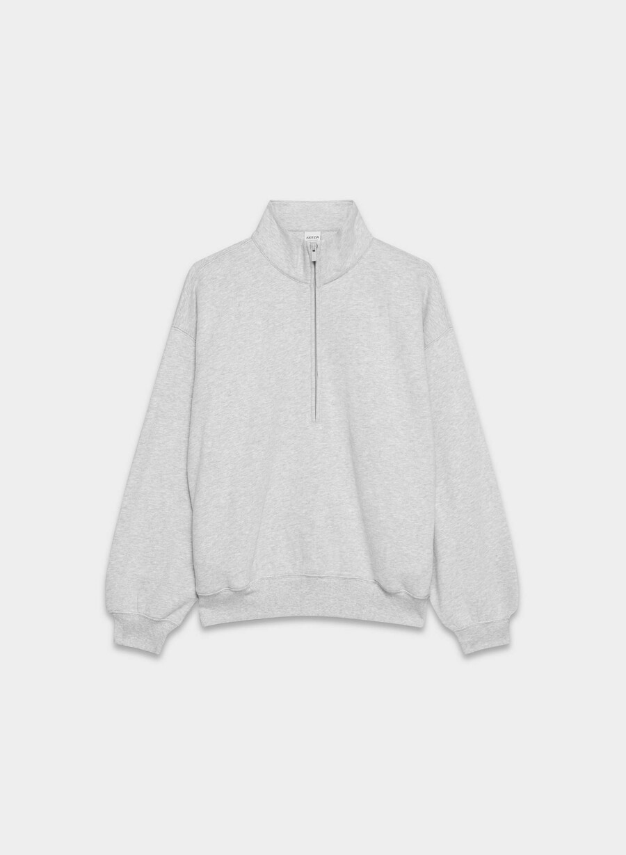 jachetă cozy sweatfleece mega cu fermoar și jumătate culoare heather chrome