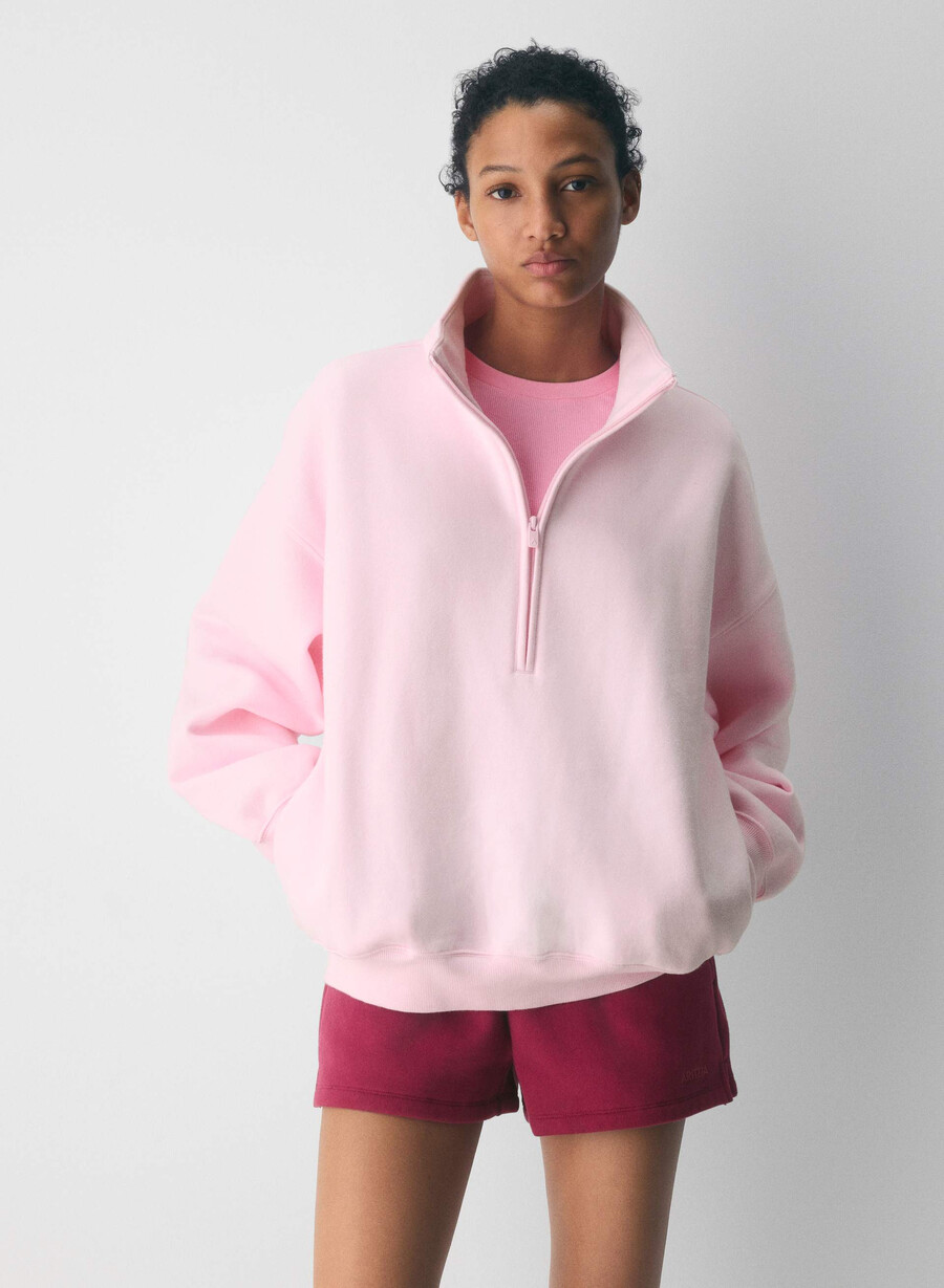 jachetă cozy sweatfleece mega cu fermoar și jumătate culoare heather chrome