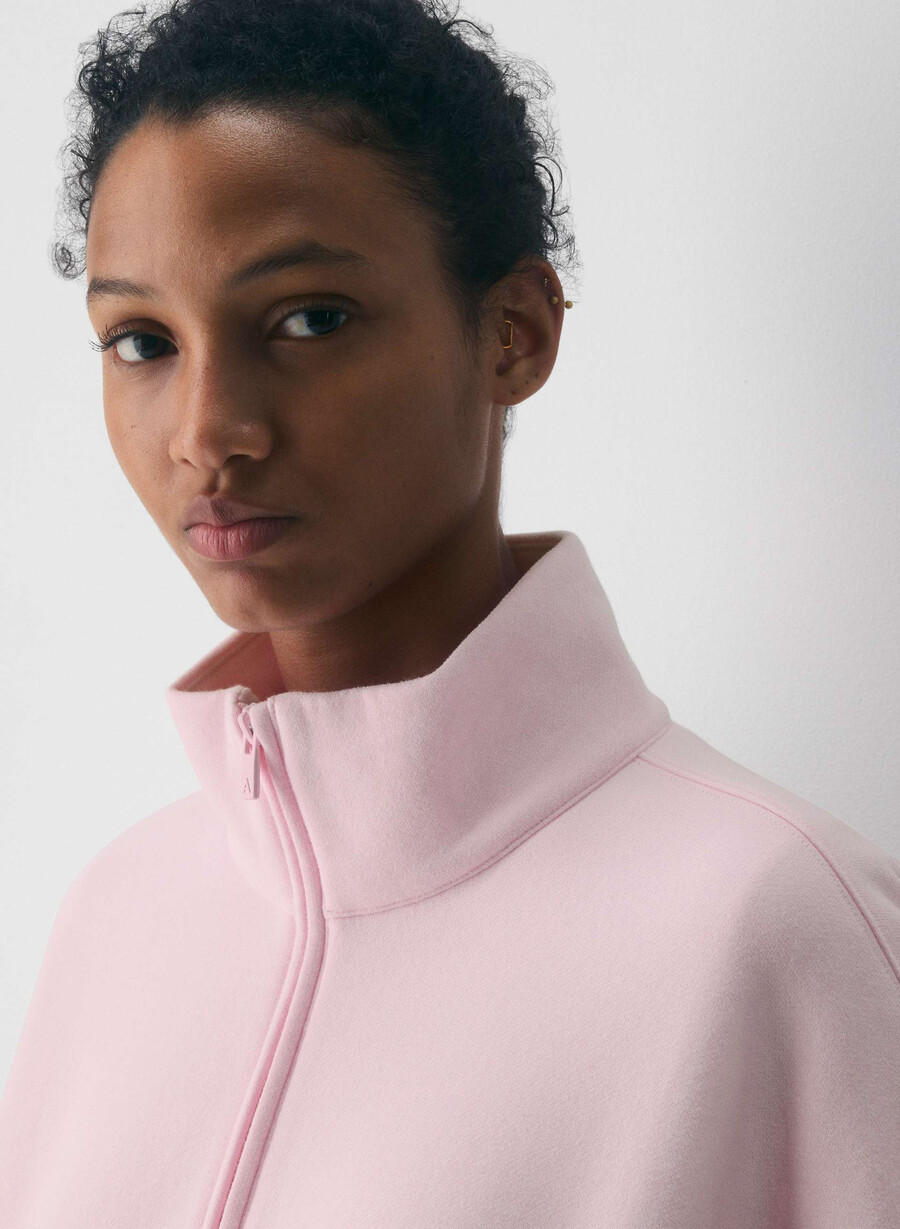 jachetă cozy sweatfleece mega cu fermoar și jumătate culoare heather chrome