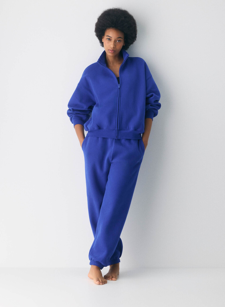hanorac confortabil din fleece cu fermoar mega ablaze blue