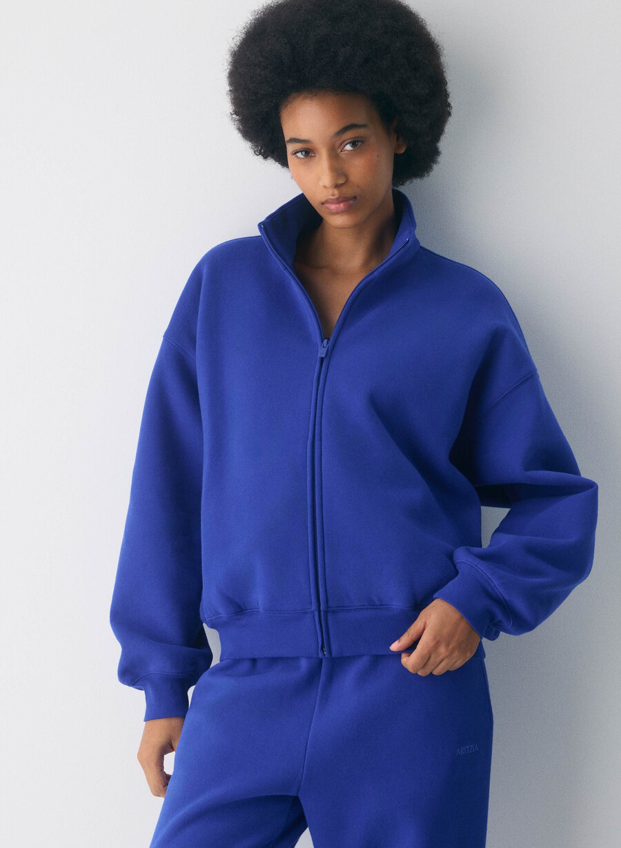 hanorac confortabil din fleece cu fermoar mega ablaze blue