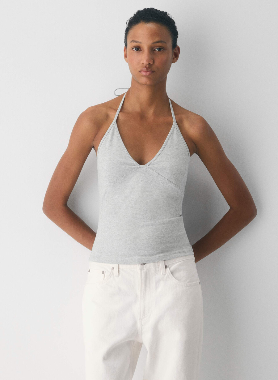 top homestretch smooth slowjam cu imprimeu halter culoare crom-melanj